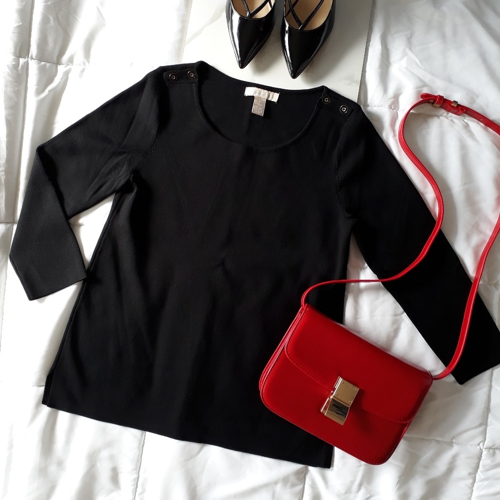 Banana Republic Black Boat Neck Knit Sweater Top